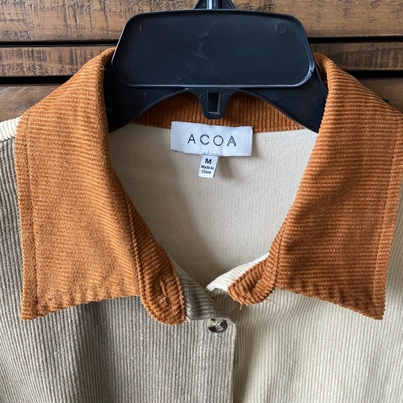 ACOA corduroy tan/orange button up shacket - Picture 6 of 6